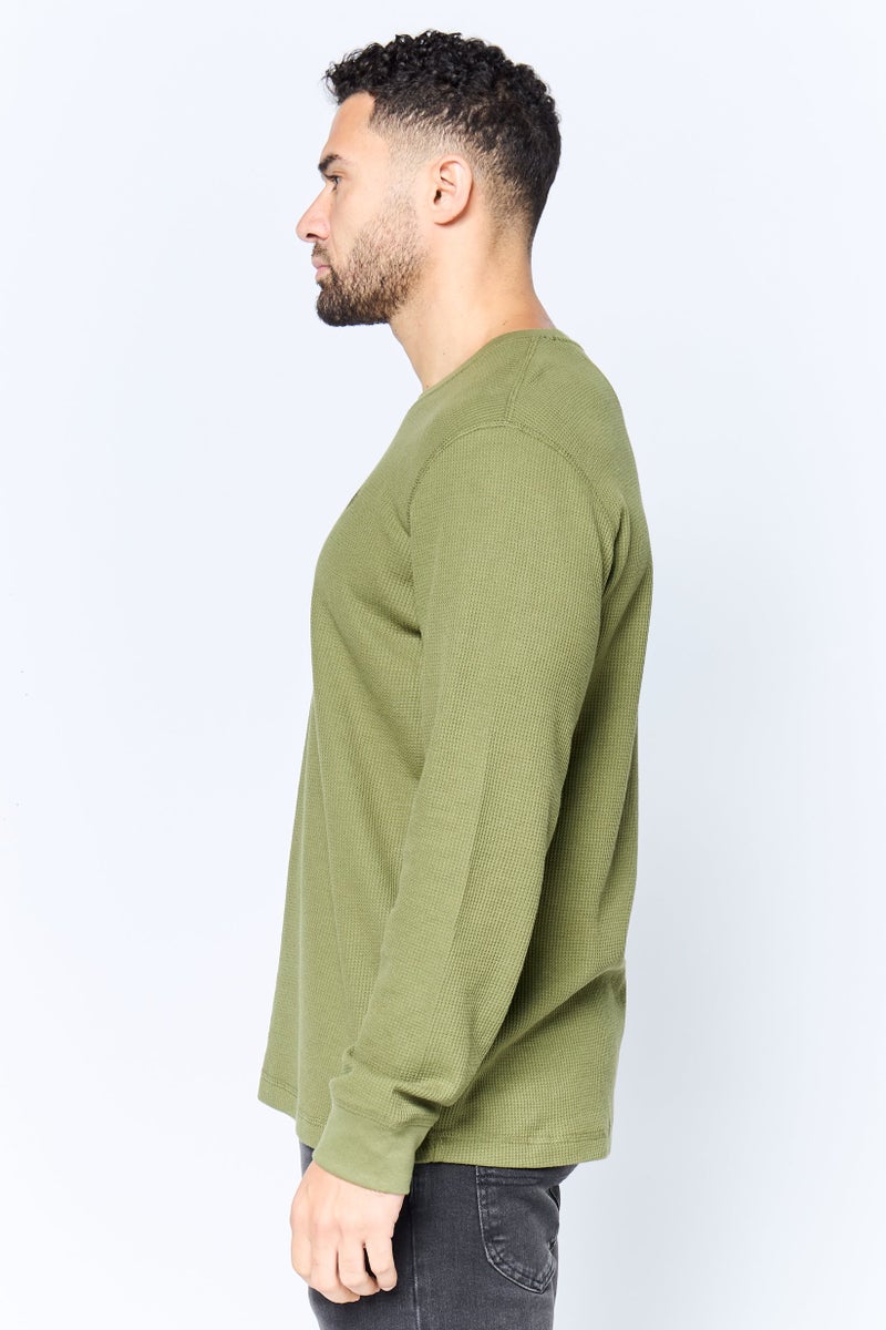 Chaps Men Crew Neck Embroidered Logo Long Sleeve Sweatshirt, Olive - Image 4